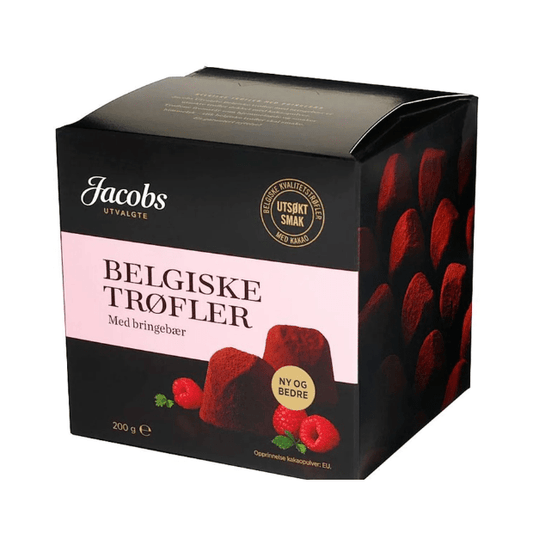 Belgian Truffles Raspberry 200g Jacobs Utvalgte - Belgiske Trøfler Bringebær - Scandi Candy Swedish Candy Shop