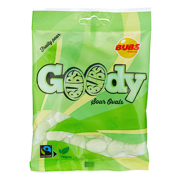 Bubs Goody Fruity Pear Sour Ovals 90g