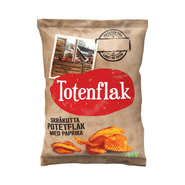 KiMs Totenflak Diagonal-Cut Paprika 180g – Skråkutta Paprika Chips