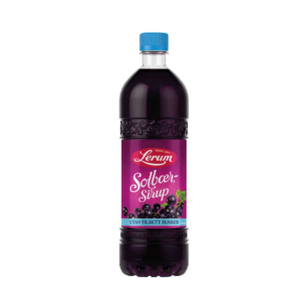 Lerum Blackcurrant Syrup without Sugar 0.75L – Solbærsirup uten Tilsett Sukker