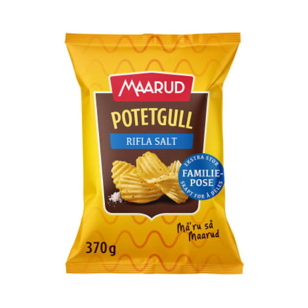 Ridged Salted Potato Chips 370g Maarud Potetgull Rifla