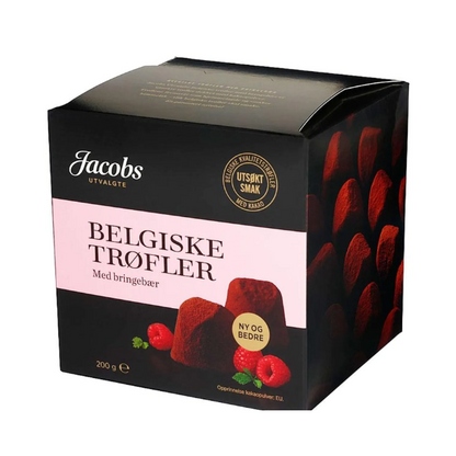 Belgian Truffles Raspberry 200g Jacobs Utvalgte - Belgiske Trøfler Bringebær