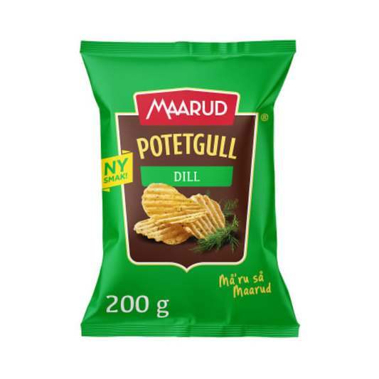 Potato Chips Dill Crinkle Cut 200g (Maarud) – Potetgull Dill Grovrifla