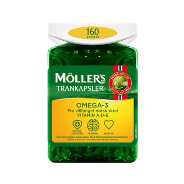 Möller's Omega-3 Cod Liver Oil Capsules 160pcs – Möller's Omega-3 Trankapsler