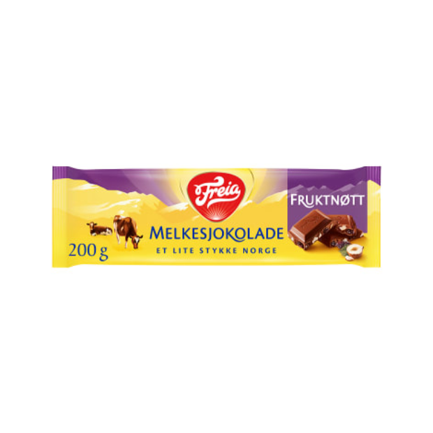 Freia Milk Chocolate Fruit & Nut 200g – Melkesjokolade Fruktnøtt