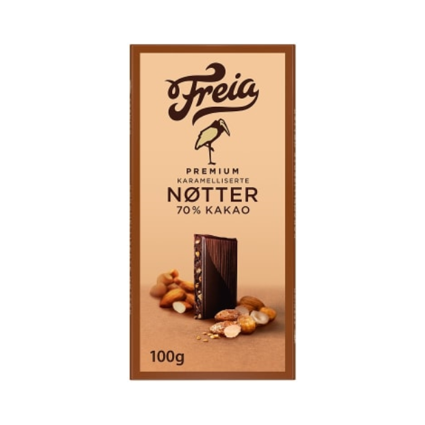 Premium Dark Chocolate 70% with Caramel and Nuts 100g Freia