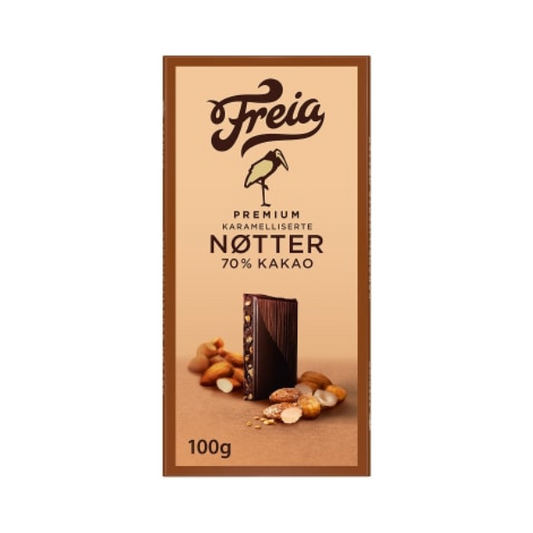 Premium Dark Chocolate 70% with Caramel and Nuts 100g Freia