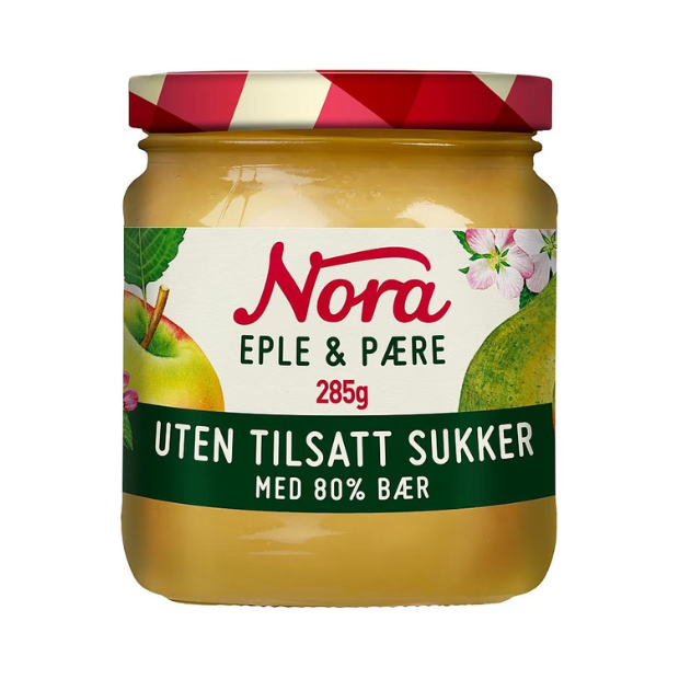 Nora Apple & Pear no sugar 285g - Nora Eple & Pære UTS