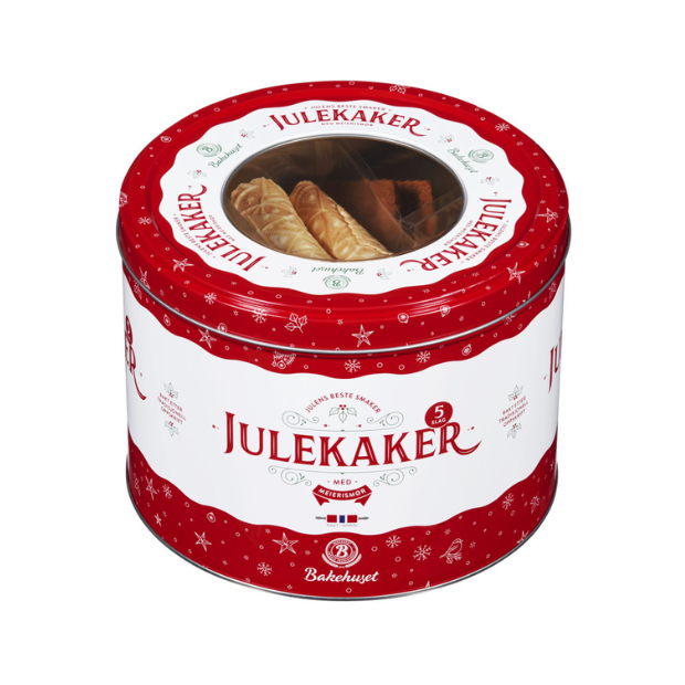 Christmas Cookie Tin 5 Varieties, 550g Bakehuset - Julekakeboks 5slag