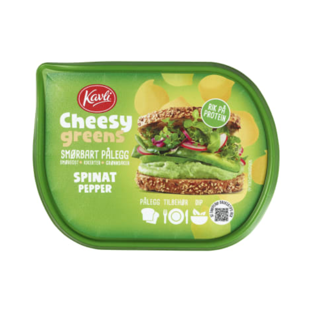 Kavli Cheesy Greens Spread with Spinach & Pepper 165g – Grønn Ost med Spinat og Paprika