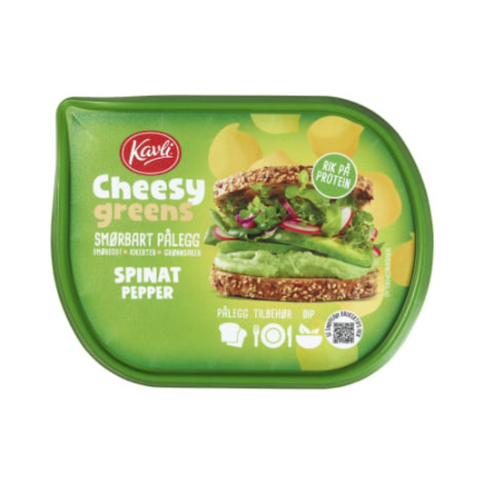 Kavli Cheesy Greens Spread with Spinach & Pepper 165g – Grønn Ost med Spinat og Paprika